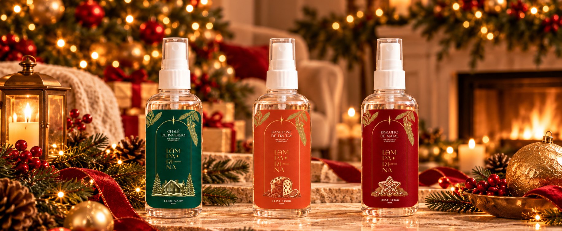Home sprays da Coleção de Natal Lamparina Aromas